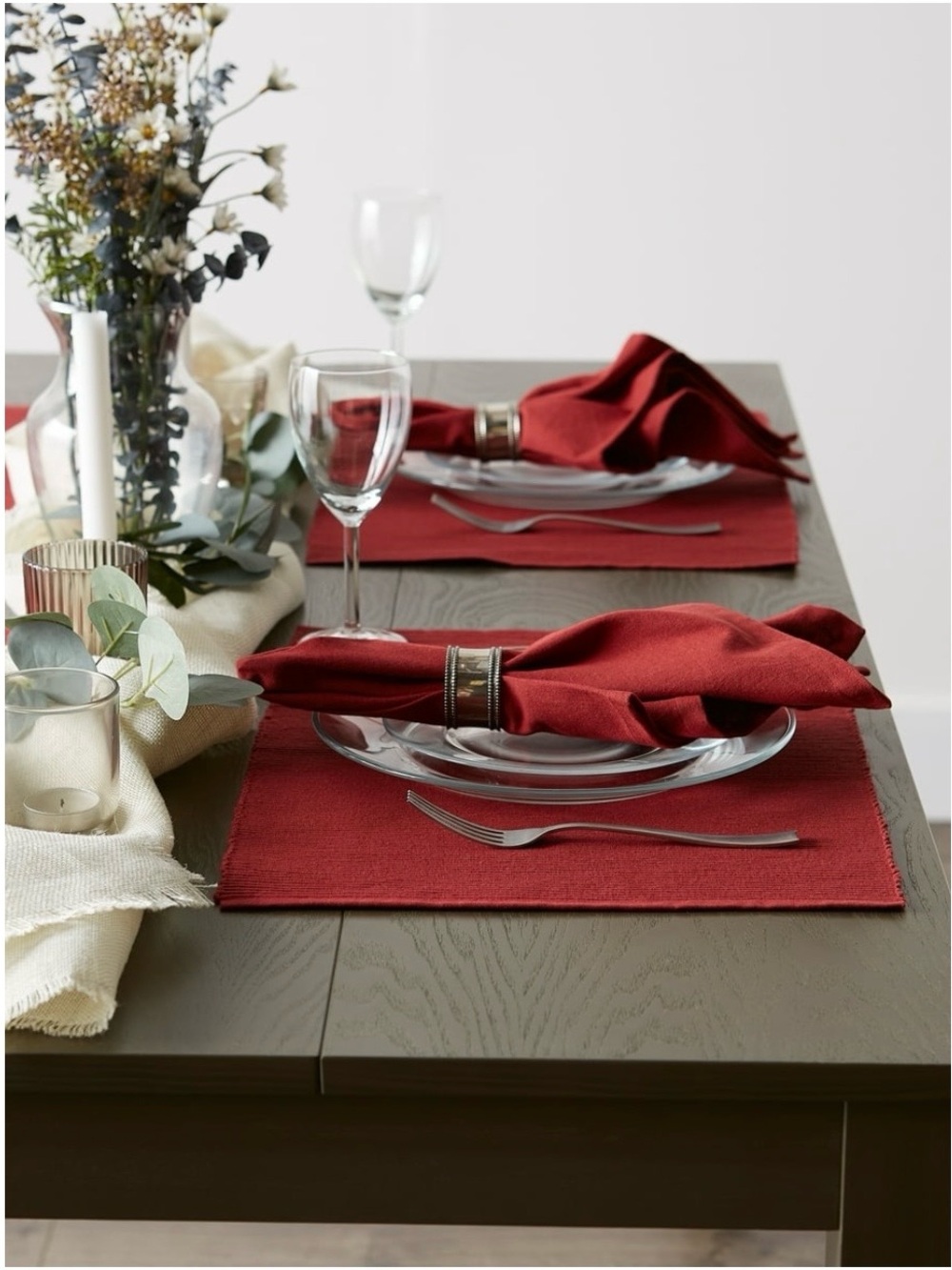 Red Linen Napkin and Placemat Set - 6 Unbranded